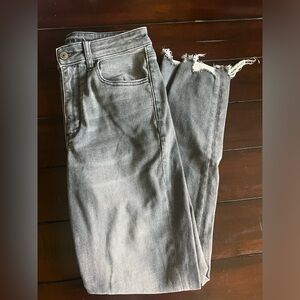 American Eagle Gray Ripped Skinny Jeans